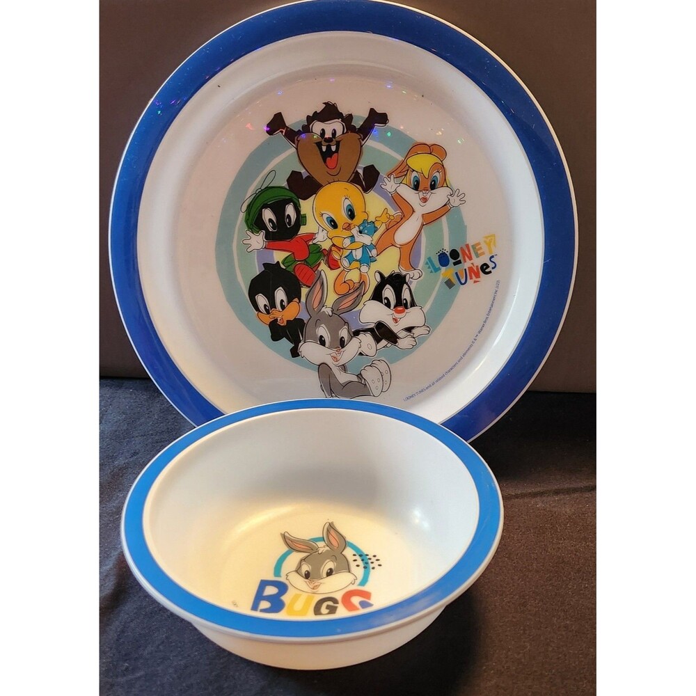 Baby Looney Tunes Dish And Bowl Bugs Bunny, Tasmanian Devil, Sylvester Cat